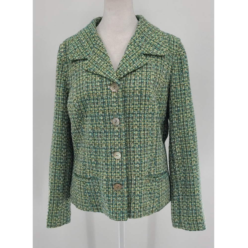 Chico's 90s Tweed Women's Blazer Size Medium Phoebe Buffay Notch 3 Button Preppy